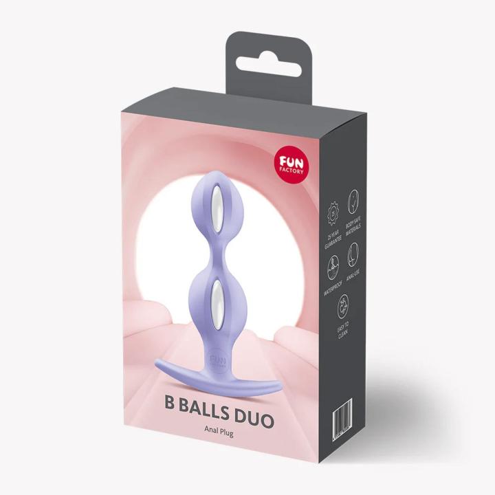 Fun Factory B Balls Duo Purple – plug analny silikonowy z podwójną kulką IPX7