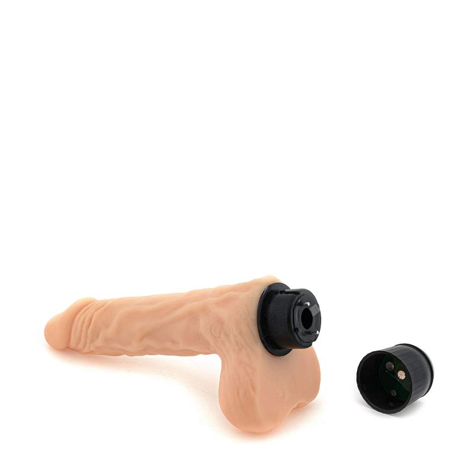 Cielisty wibrator realistyczny z jądrami wykonany z cyberskóry