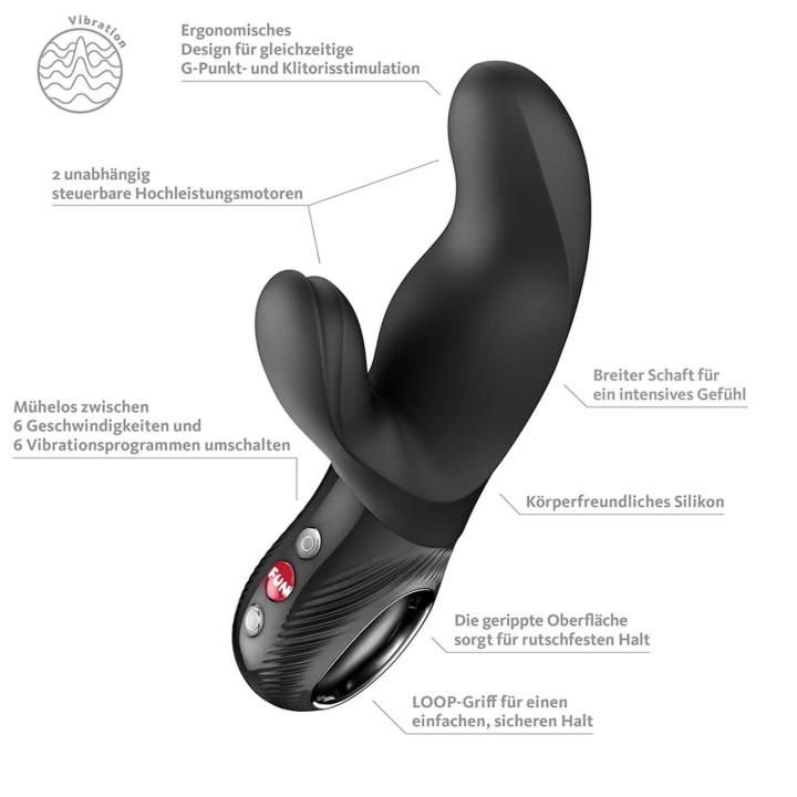 Fun Factory Miss Bi Black – wibrator króliczek USB-C, IPX7 | Loris.pl