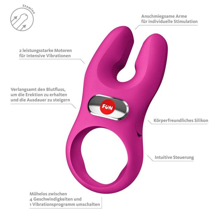 Fun Factory Nos XL Pink – wibrujący pierścień erekcyjny z 2 silnikami | Loris.pl