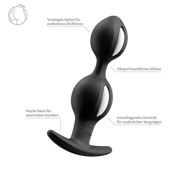 Fun Factory B Balls Duo Black – plug analny silikonowy 13 cm, IPX7 | Loris.pl