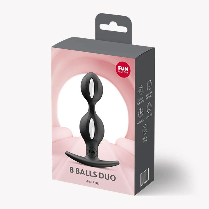 Fun Factory B Balls Duo Black – plug analny silikonowy 13 cm, IPX7 | Loris.pl