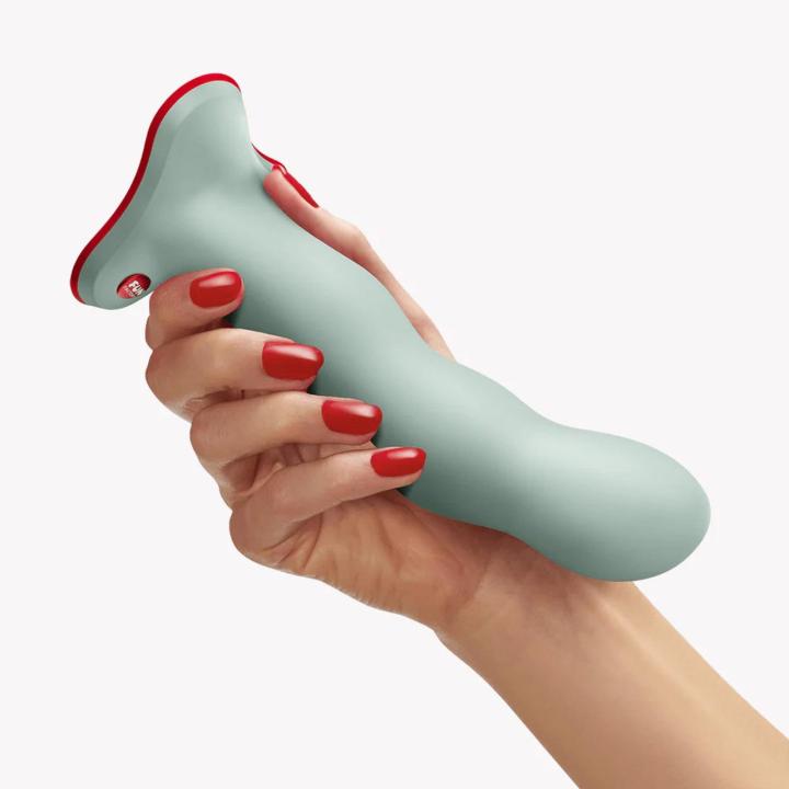 Fun Factory Rumble 'n' Roll Light Green – dildo z ciężarkami i przyssawką 18,5 cm