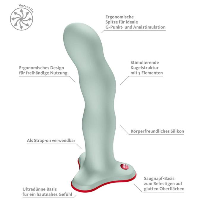 Fun Factory Rumble 'n' Roll Light Green – dildo z ciężarkami i przyssawką 18,5 cm