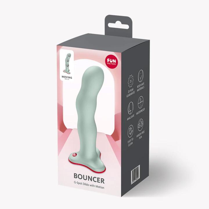 Fun Factory Rumble 'n' Roll Light Green – dildo z ciężarkami i przyssawką 18,5 cm