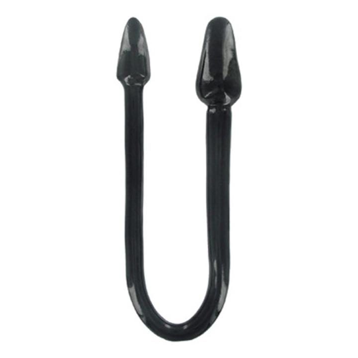 Podwójny plug analny i waginalny 75 cm elastyczny czarny metaliczny