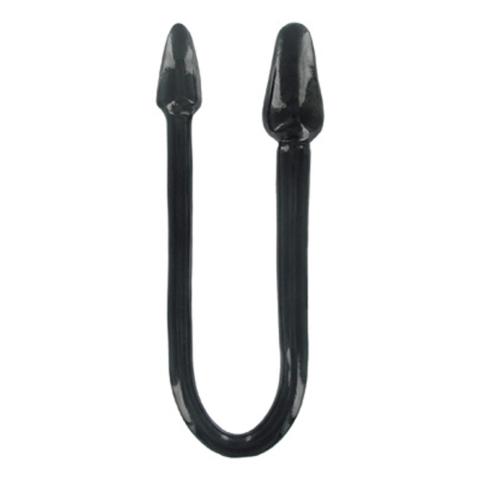 Podwójny plug analny i waginalny 75 cm elastyczny czarny metaliczny