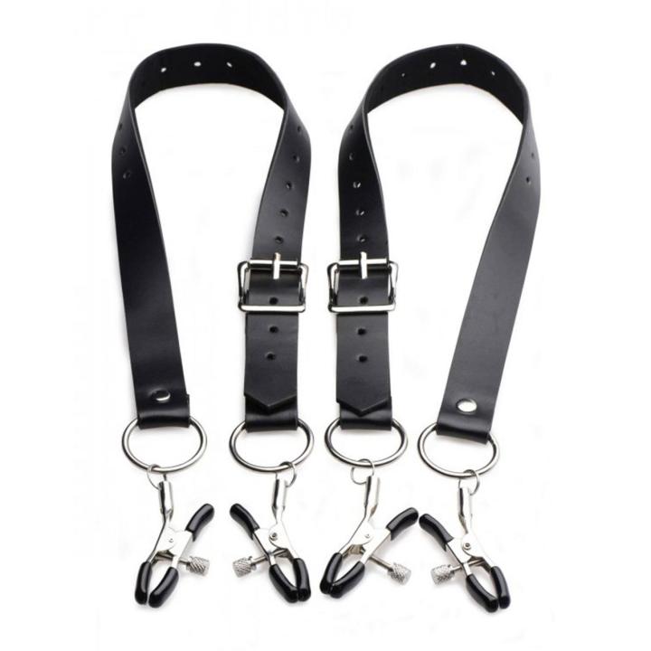 Paski do rozchylania warg sromowych z zaciskami BDSM 40–70 cm