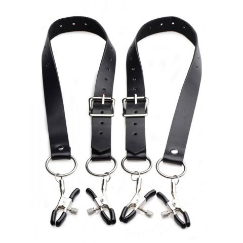 Paski do rozchylania warg sromowych z zaciskami BDSM 40–70 cm