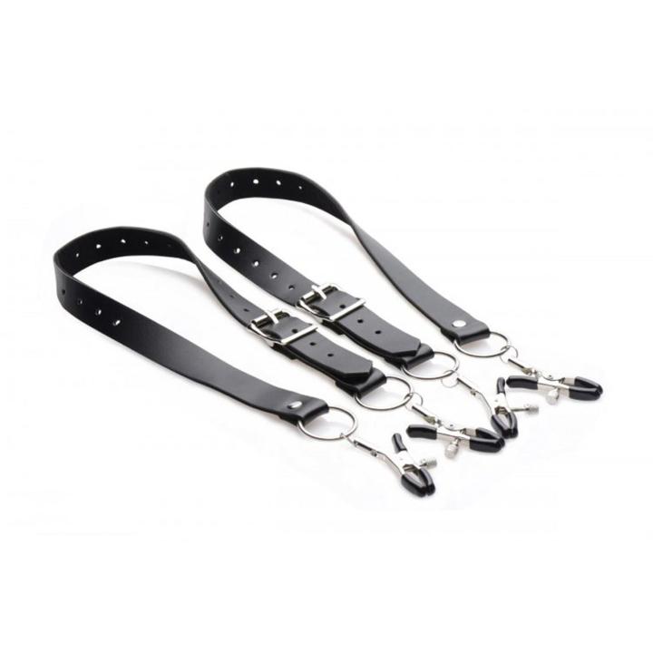 Paski do rozchylania warg sromowych z zaciskami BDSM 40–70 cm