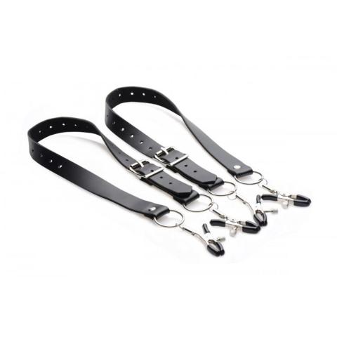 Paski do rozchylania warg sromowych z zaciskami BDSM 40–70 cm