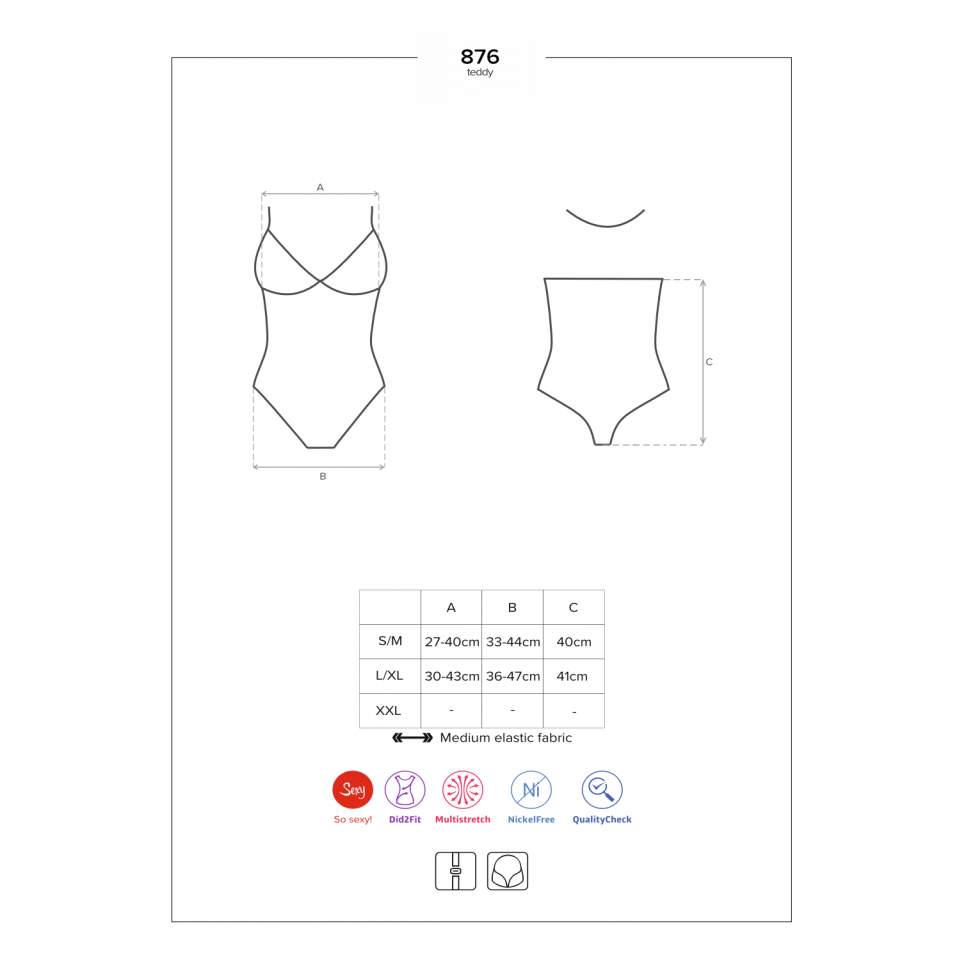 Body Obsessive 876-TED-1, czarne zapinane na szyi