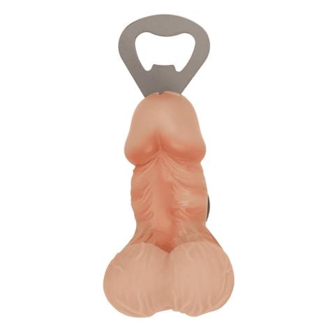 Otwieracz do butelek penis z magnesem i miękkimi jądrami antystresowymi