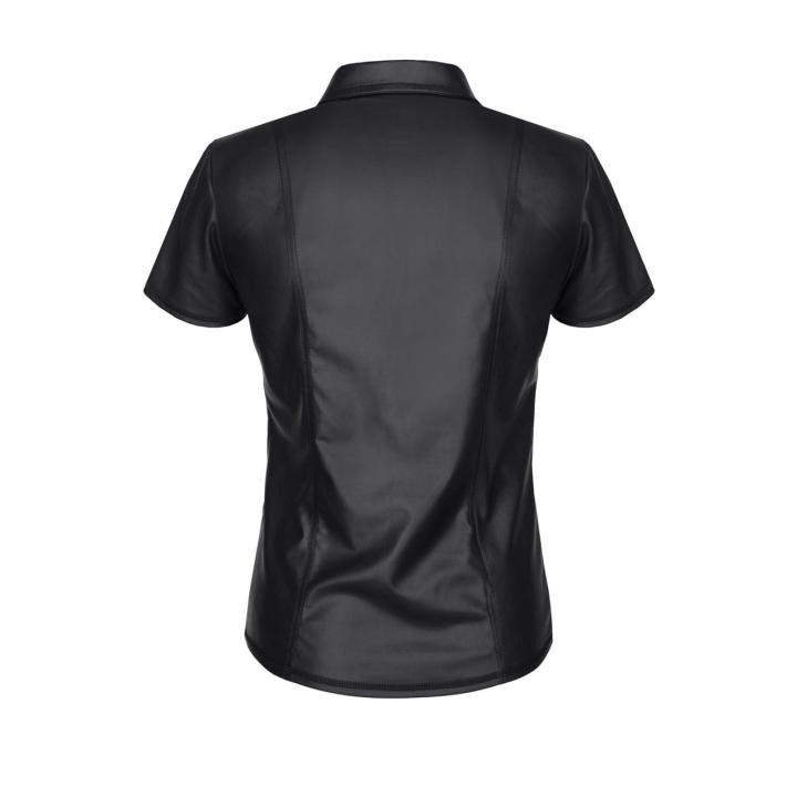 Męska koszulka polo wetlook 3XL czarna z dwukierunkowym zamkiem