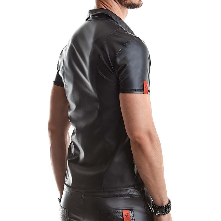 Męska koszulka polo wetlook 3XL czarna z dwukierunkowym zamkiem