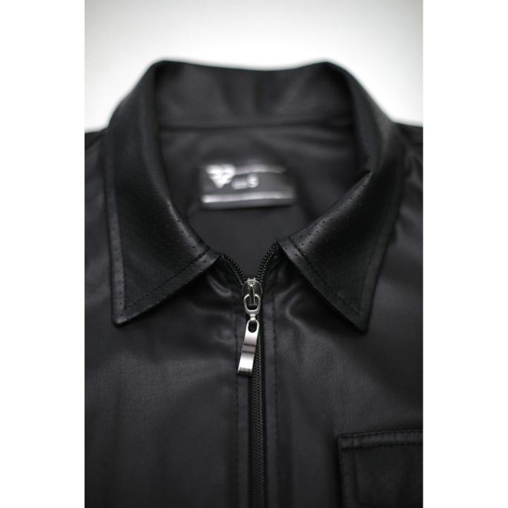 Męska koszulka polo wetlook 3XL czarna z dwukierunkowym zamkiem