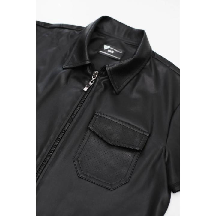 Męska koszulka polo wetlook 3XL czarna z dwukierunkowym zamkiem