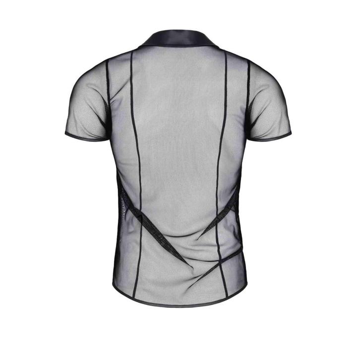 Transparentna koszulka polo męska z siateczki wetlook 3XL