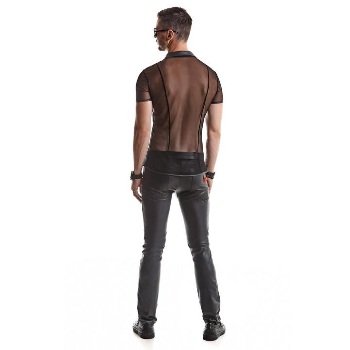 Transparentna koszulka polo męska z siateczki wetlook 3XL