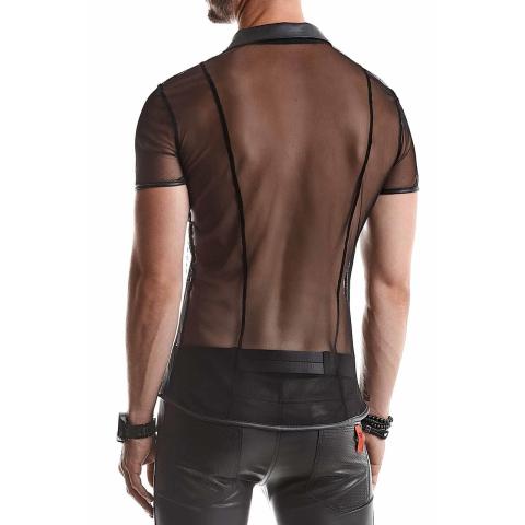 Transparentna koszulka polo męska z siateczki wetlook 3XL