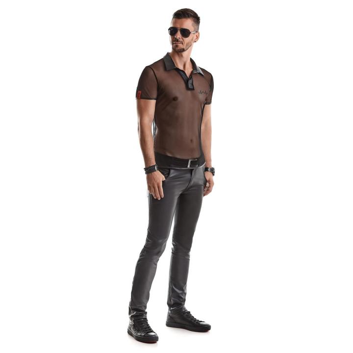Transparentna koszulka polo męska z siateczki wetlook 3XL