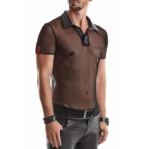 Transparentna koszulka polo męska z siateczki wetlook 3XL