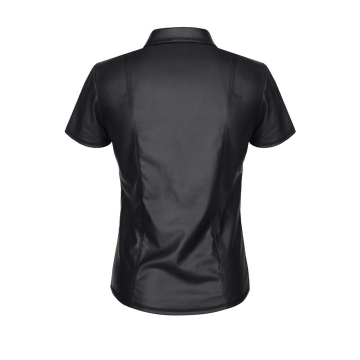Męska koszulka polo wetlook czarna 5XL plus size