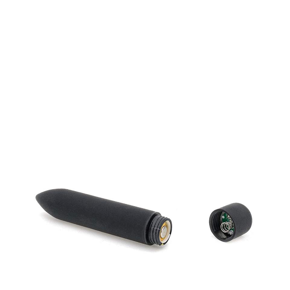 Czarny mini wibrator w kształcie naboju do masażu łechtaczki