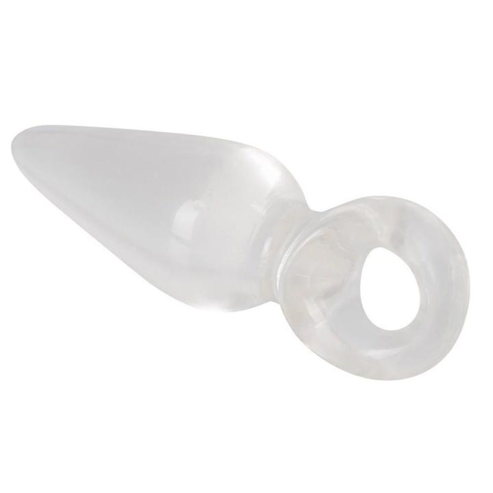 Przezroczysty korek analny z pętlą na palec 9,5 cm – wygodny plug