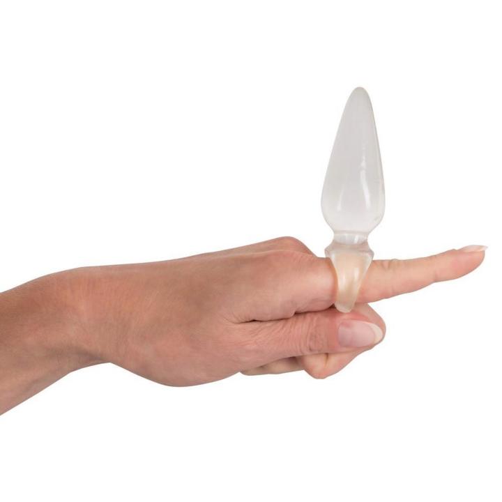 Przezroczysty korek analny z pętlą na palec 9,5 cm – wygodny plug