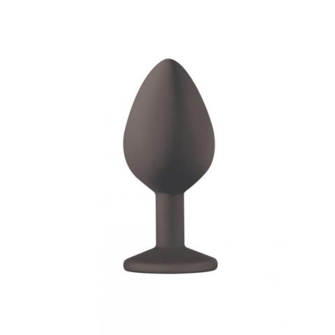 Czarny korek analny z kryształem średni 8,5 cm - biżuteria analna