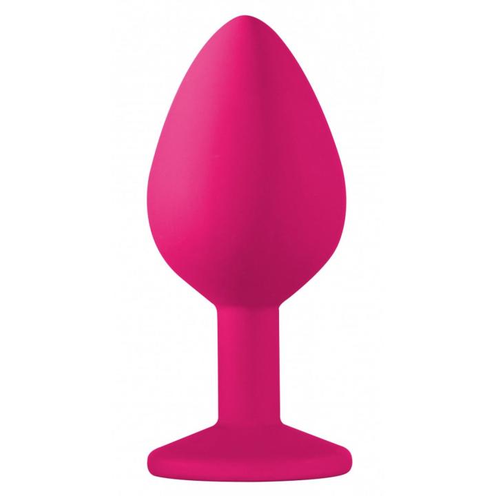 Różowy plug analny z kryształkiem medium 8,5 cm silikonowy