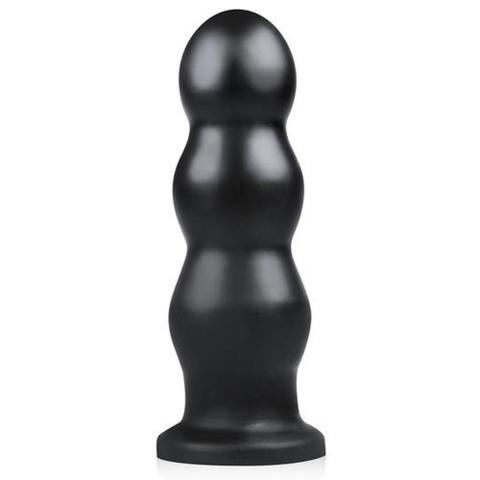 Duży plug analny XXL żebrowany z przyssawką czarny 24,9 cm