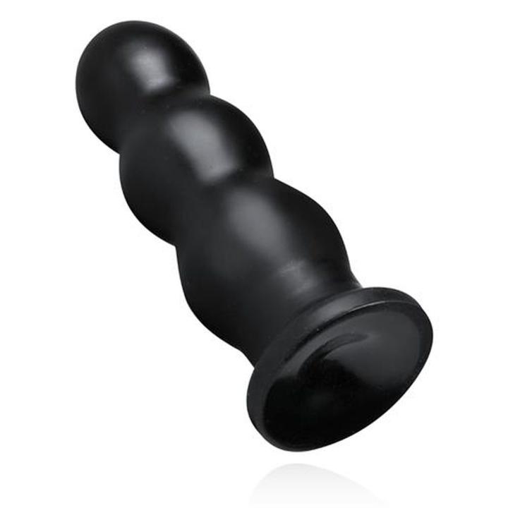Duży plug analny XXL żebrowany z przyssawką czarny 24,9 cm
