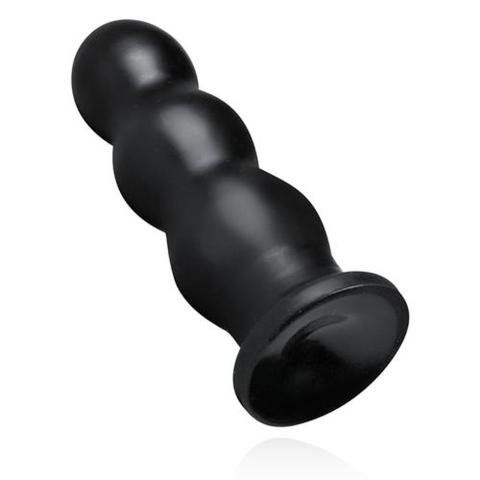 Duży plug analny XXL żebrowany z przyssawką czarny 24,9 cm