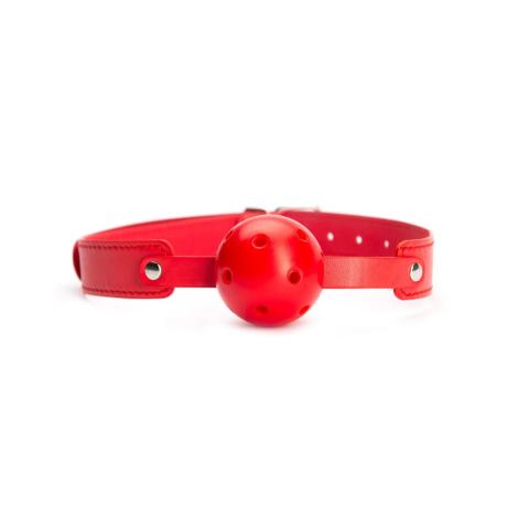 Knebel kulka 4 cm z otworami do oddychania, czerwony, regulowany pasek