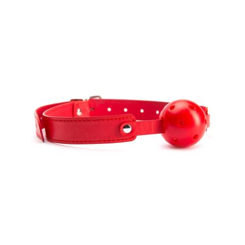 Knebel kulka 4 cm z otworami do oddychania, czerwony, regulowany pasek