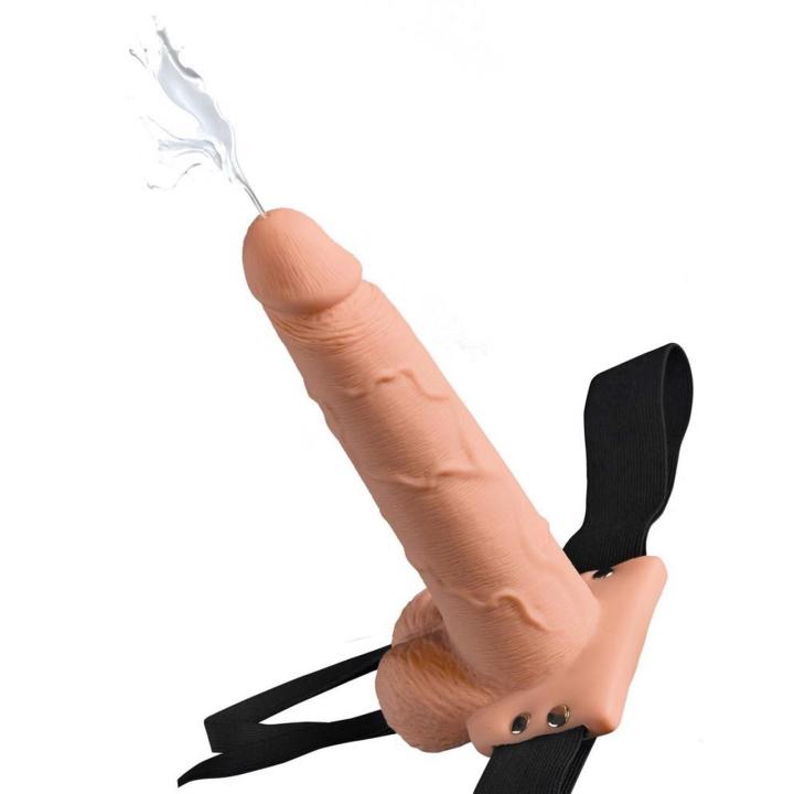Realistyczna proteza strap-on 21,6 cm z funkcją squirt i regulowanym paskiem