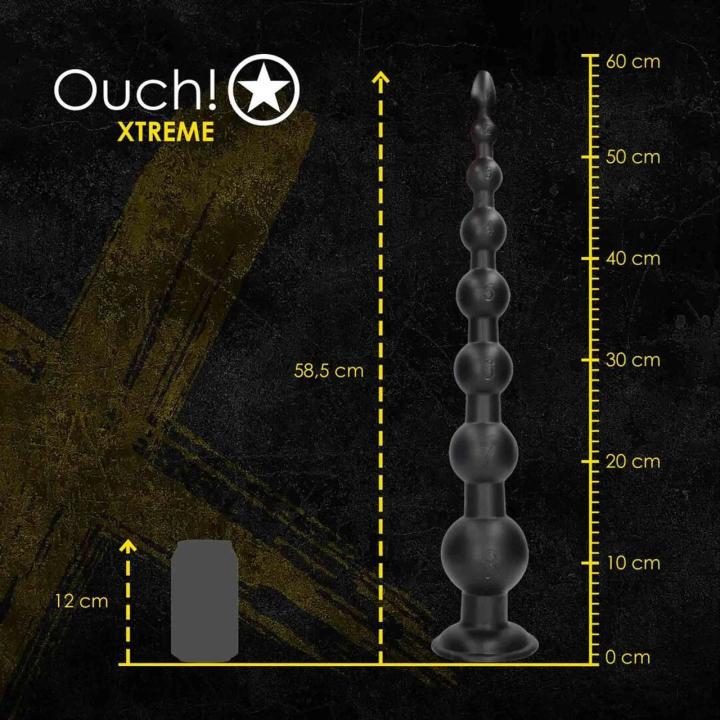 XL kulki analne z przyssawką 55,5 cm czarne, średnica 2,6–9 cm