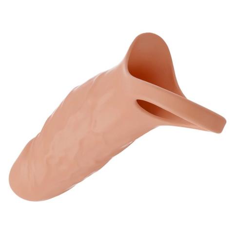 Wibrująca nasadka na penisa 18 cm z pierścieniem na jądra i USB