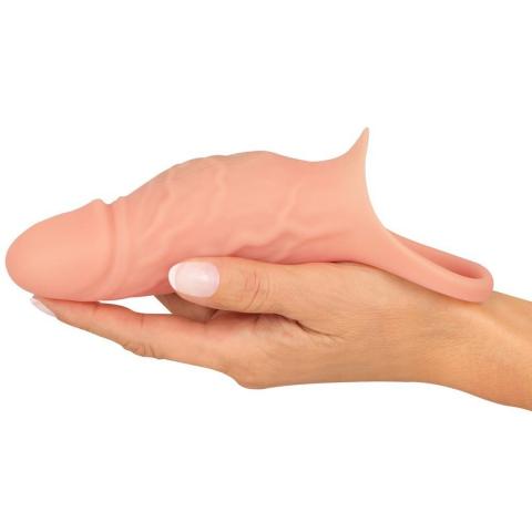 Wibrująca nasadka na penisa 18 cm z pierścieniem na jądra i USB