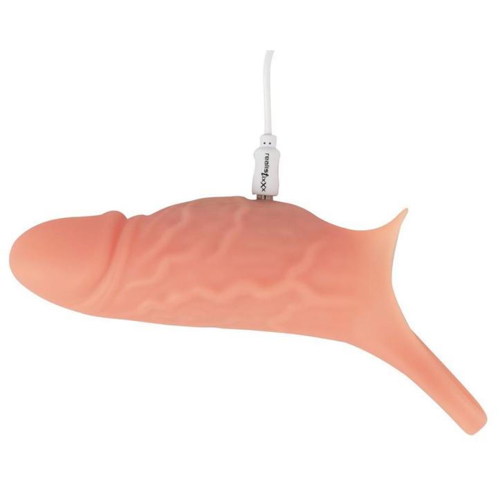 Wibrująca nasadka na penisa 18 cm z pierścieniem na jądra i USB