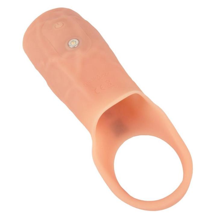 Wibrująca nasadka na penisa otwarta 14 cm - 10 trybów, silikon, USB