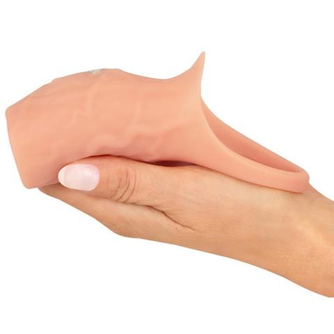 Wibrująca nasadka na penisa otwarta 14 cm - 10 trybów, silikon, USB