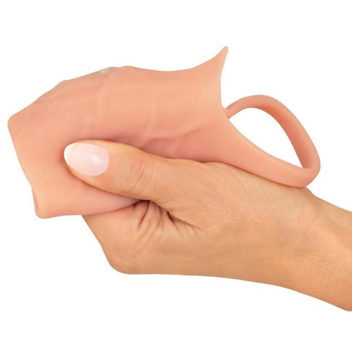 Wibrująca nasadka na penisa otwarta 14 cm - 10 trybów, silikon, USB
