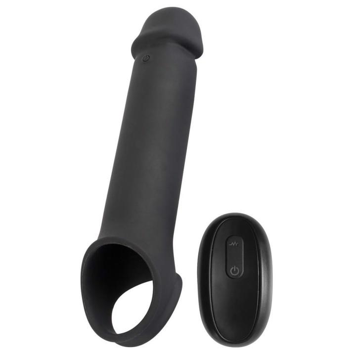 Wibrująca przedłużka penisa 8 cm z pilotem – 10 trybów, ładowanie USB