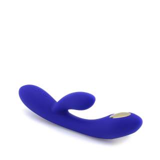Niebieski silikonowy wibrator króliczek z elektrostymulacją