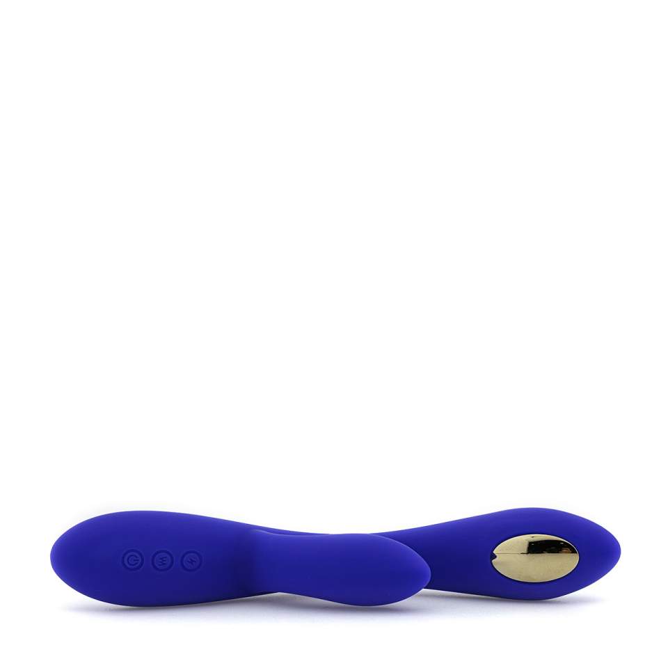 Niebieski silikonowy wibrator króliczek z elektrostymulacją