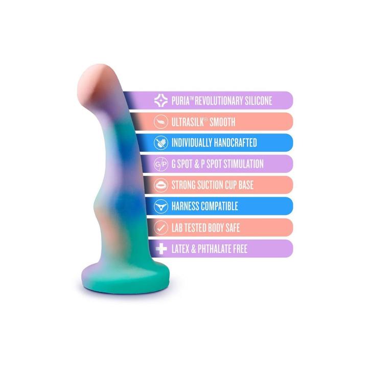 Zakrzywione dildo analne z przyssawką 15,2 cm - silikon platynowy