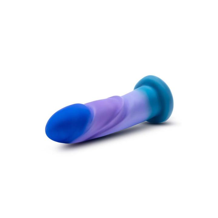Dildo analno-waginalne z przyssawką 19,7 cm, żłobienia, silikon premium